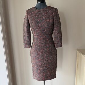 J. Crew Long Sleeve Tweed Dress in Black and Red